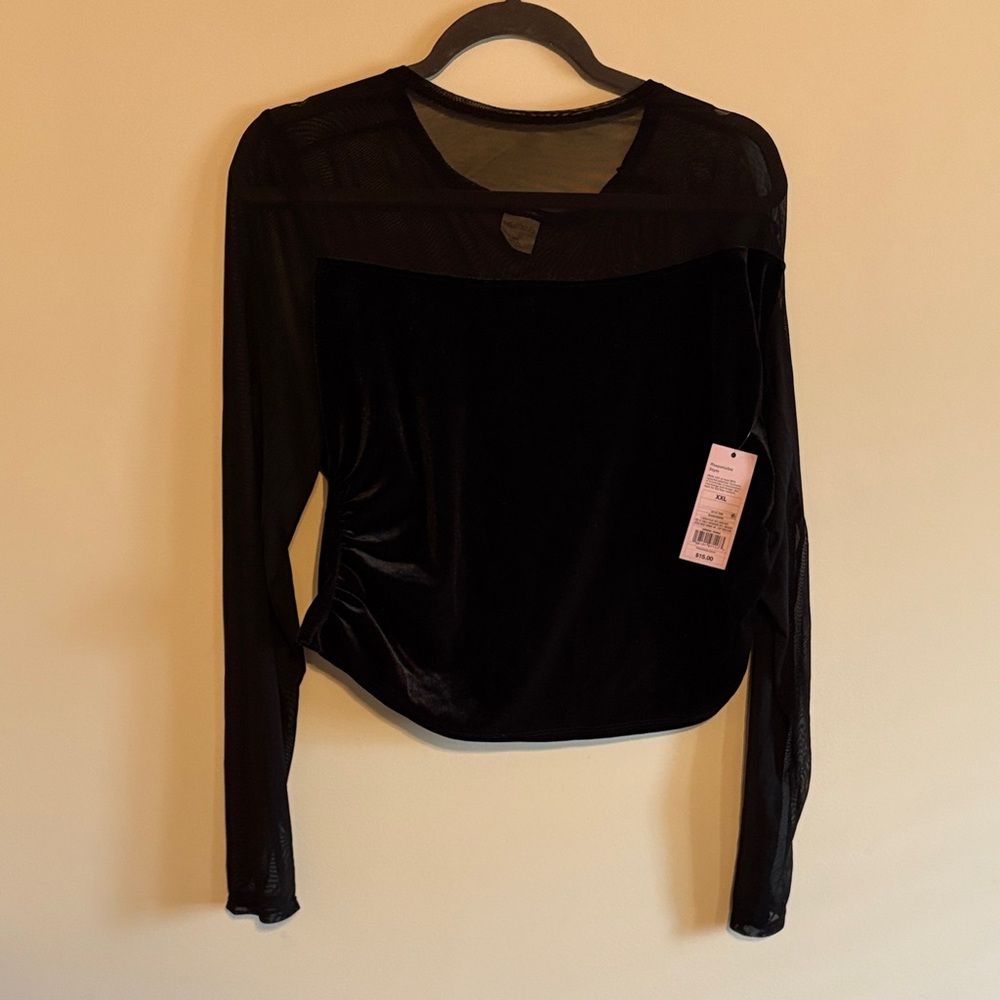 Wild Fable Black Velvet Long Sleeve Top